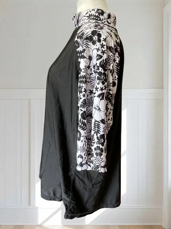 UV SKINZ Women's 4XL Tropical Rash Guard Swim Shirt Floral Black UPF 50+ - Picture 5 of 11